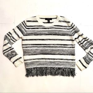 Forever 21 Black and white sweater w/tassels